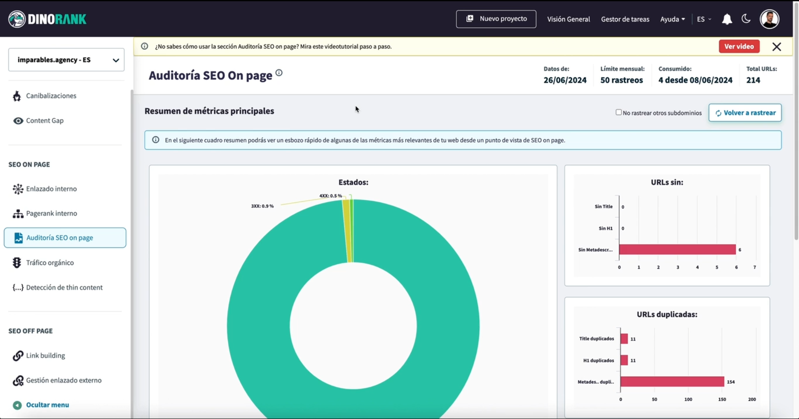 Ejemplo de Auditoria SEO de DinoRANK